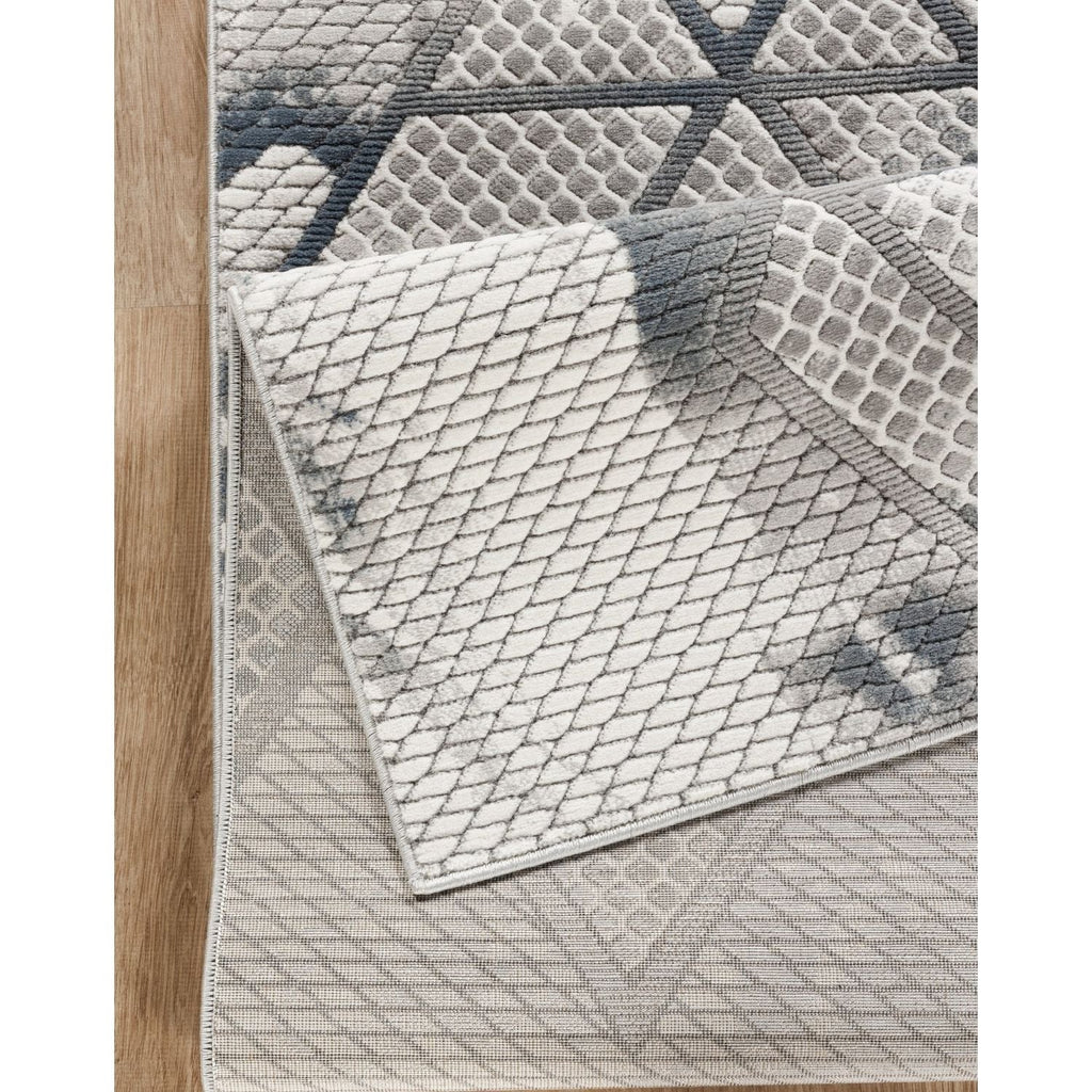 Geometric 3D Effect Area Rug with Contemporary Design - Ivory / Gray