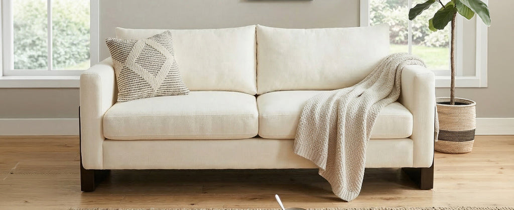 Modern 3-Seater Sofa with Rubberwood Legs - Beige or Brown