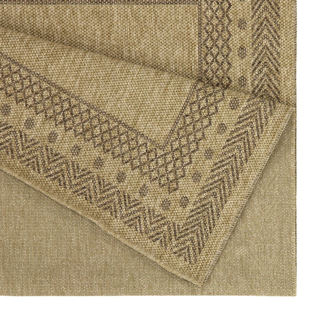 Light Brown Polypropylene Area Rug with Stain Resistance - Indoor & Outdoor