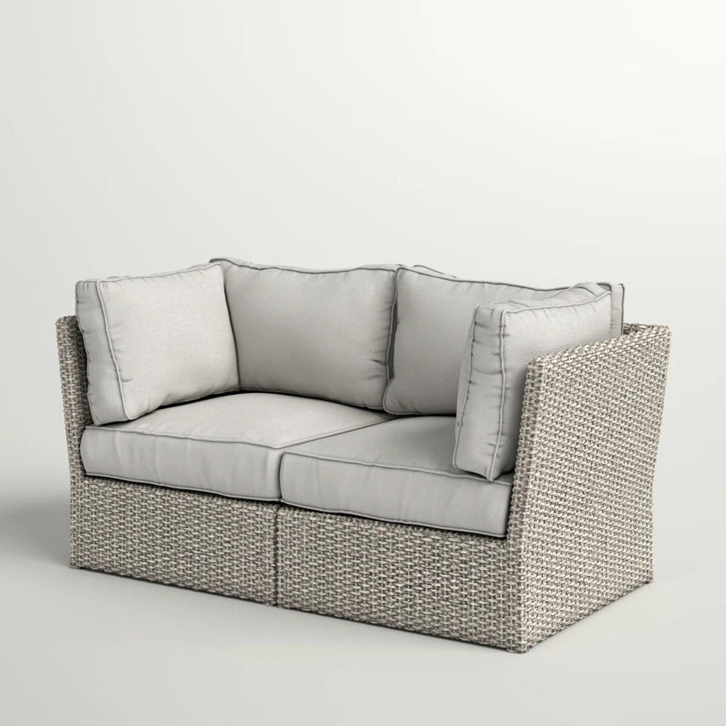 Modern Patio Wicker Loveseat with Cushions - Dark Brown or Gray