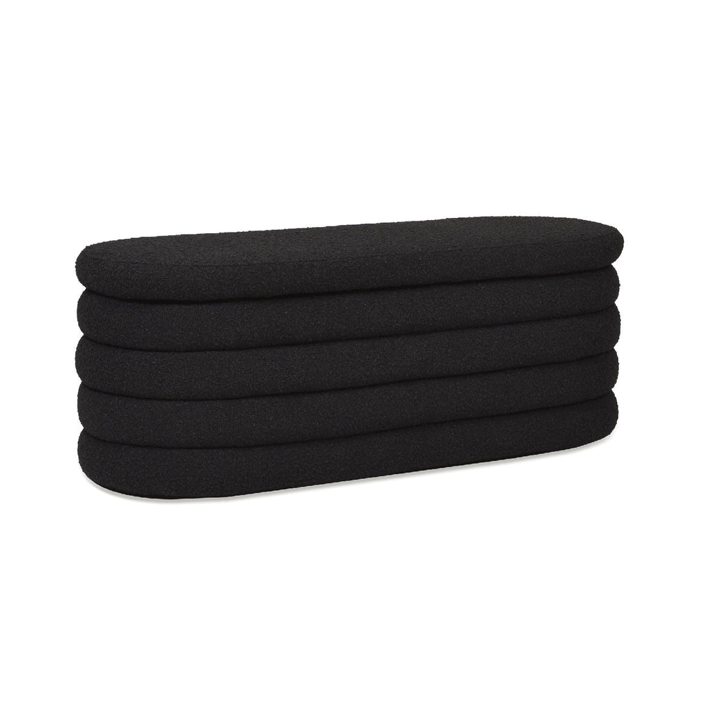 Upholstered Oval Storage Bench with Hidden Storage - Black, White or Dark Green