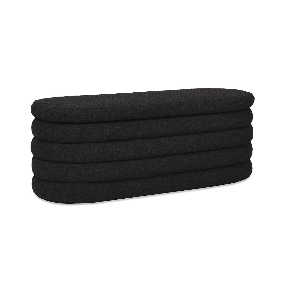 Upholstered Oval Storage Bench with Hidden Storage - Black, White or Dark Green