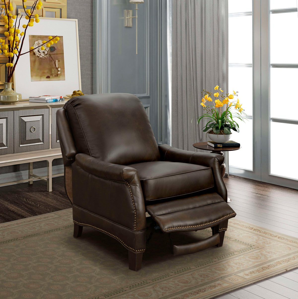 Ashebrooke - Push Thru The Arm Recliner - Walnut