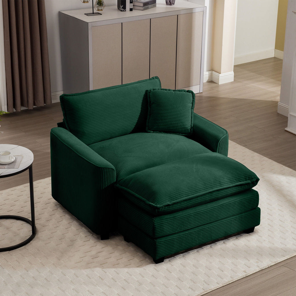 Modern Comfortable Single Chair & Ottoman with Deep Seat - Multiple Colors