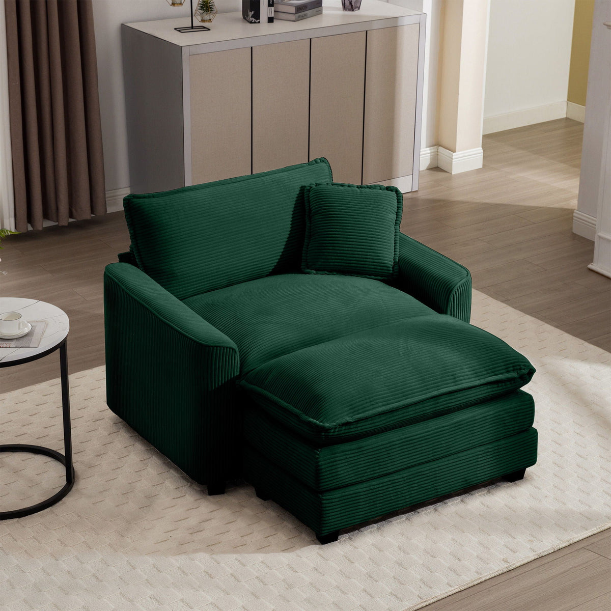 Modern Comfortable Single Chair & Ottoman with Deep Seat - Multiple Colors