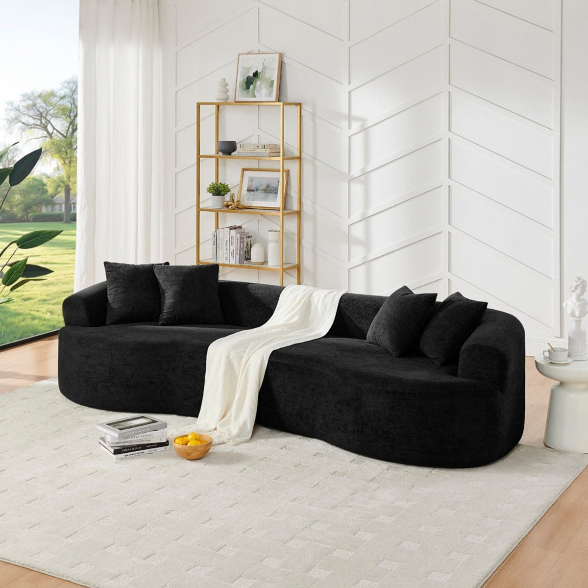 4 Seater Curved Cloud Sectional Sofa with High-Density Foam - Corduroy