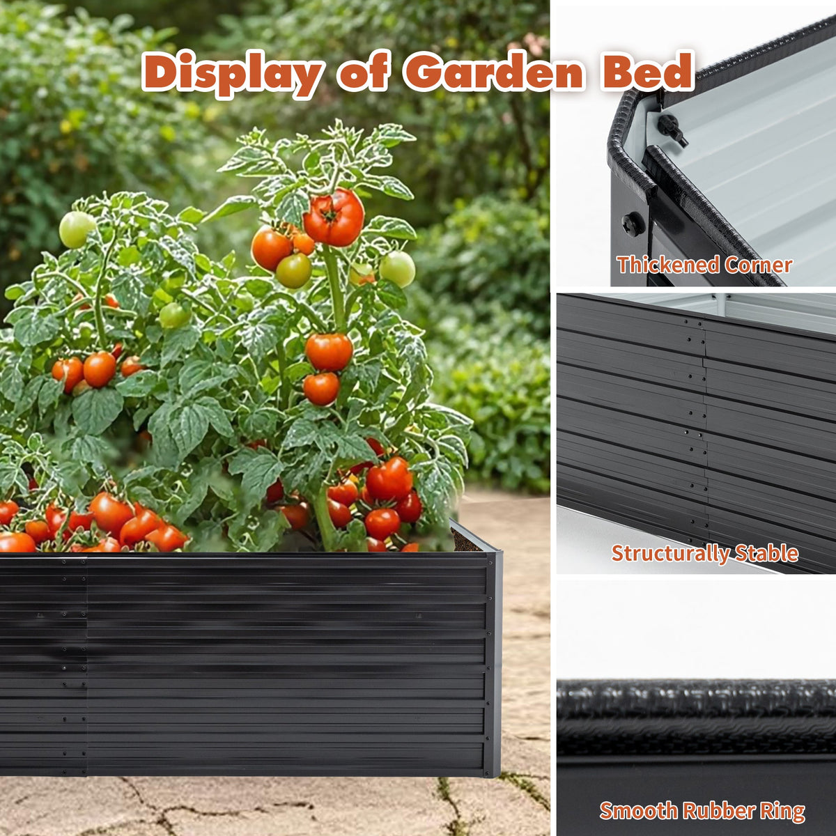 2-Pack Galvanized Metal Raised Garden Beds with Reinforced Durability - Black