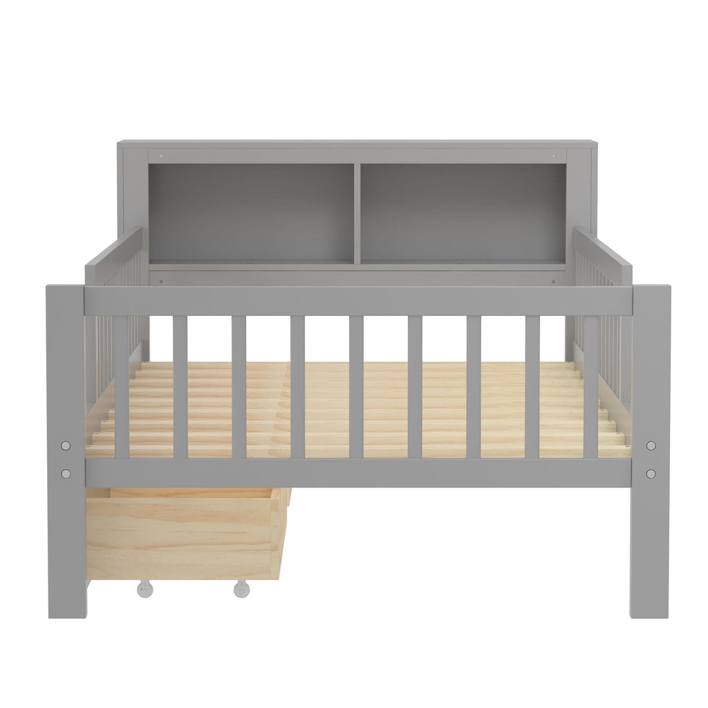 Twin Storage Bed with Headboard Rack & Under-Bed Drawers - Multiple Colors