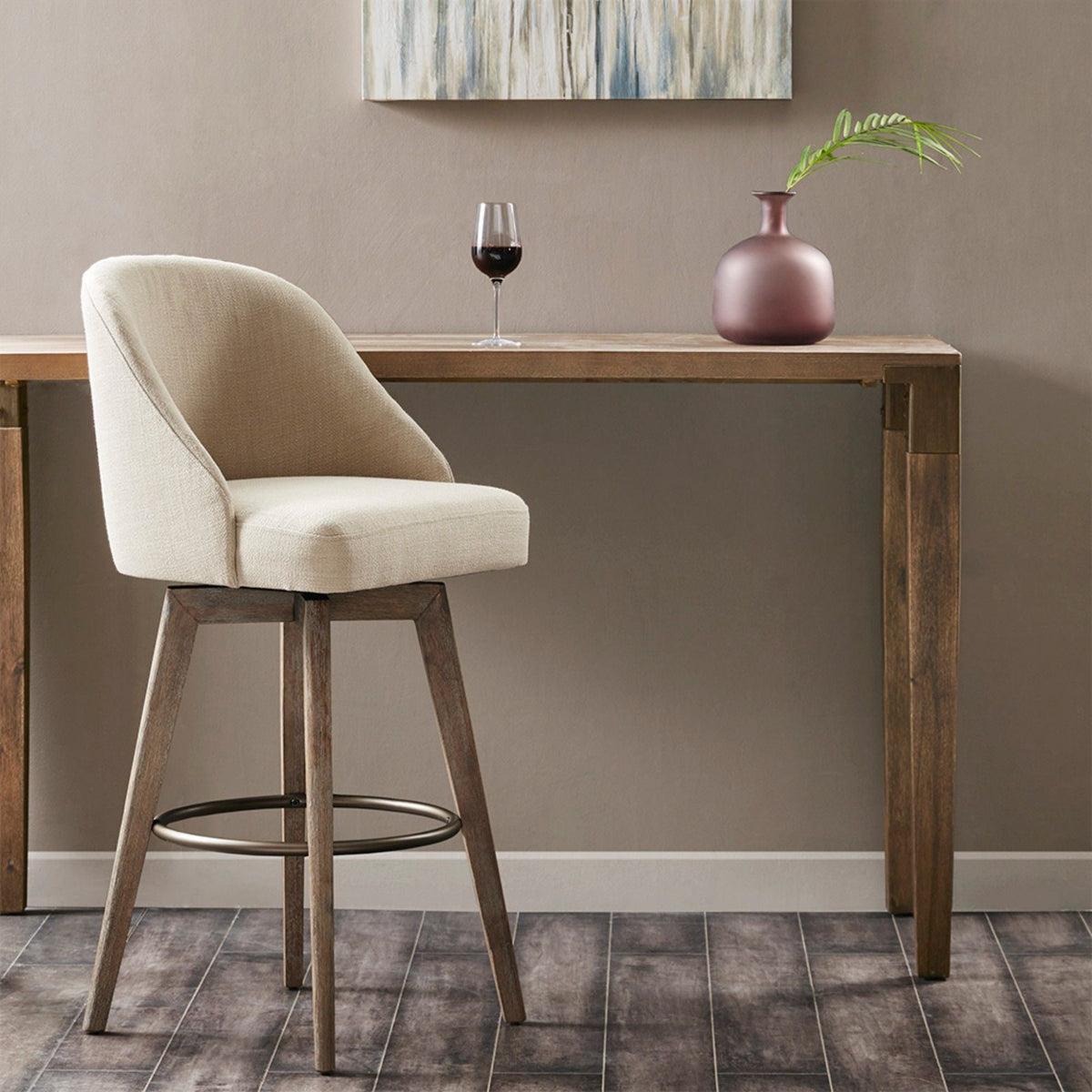 Bar Stool With Swivel Seat with 360-Degree Rotation - Sand