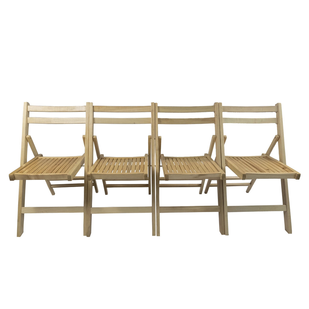 Folding Special Event Chair Set of 4 with Solid Wood Construction - White