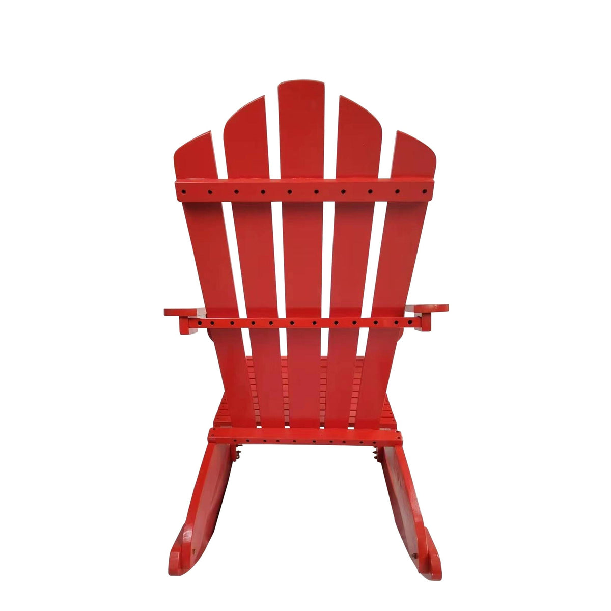 Reclining Outdoor Rocking Adirondack Chair with Populus Wood Construction - Red or Dark Gray