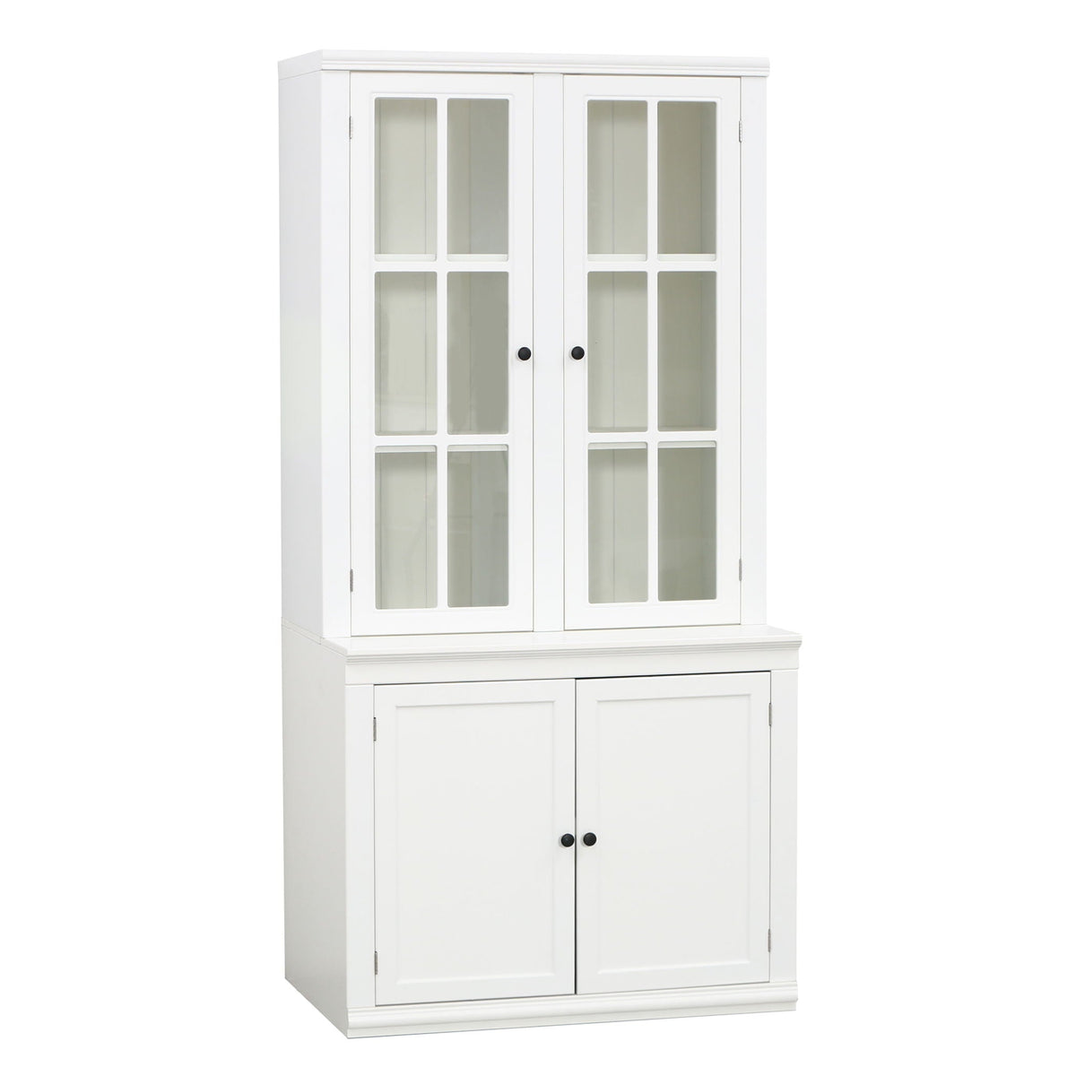 Retro Style Hutch Cabinet with Glass Door - White