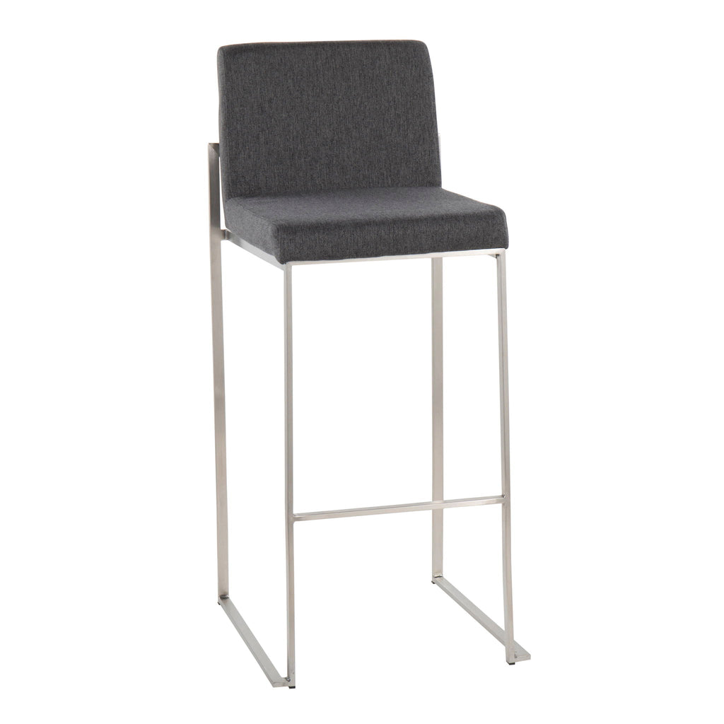 Contemporary High Back Barstool Set with Upholstered Seat – Multiple Colors