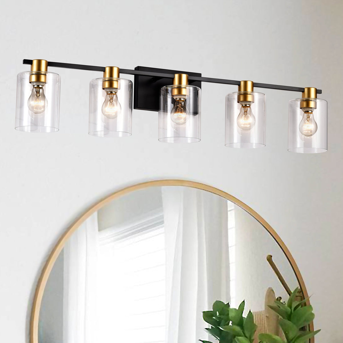 5-Light Matte Bathroom Lighting with Metal Construction - Matte Finish