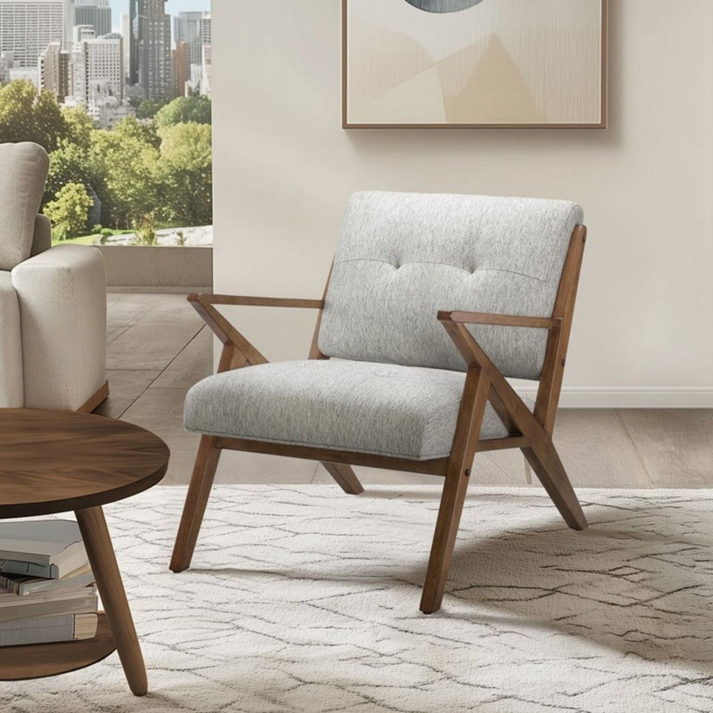 Rocket Lounge Chair with Solid Wood Frame - Light Gray