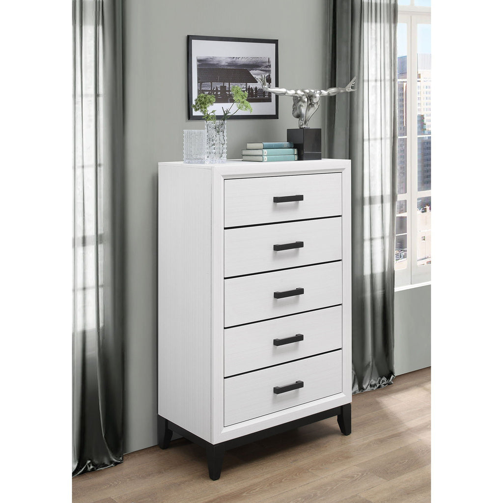 Mirage Chest Accent Chest with Five Drawers - Dark Gray or White