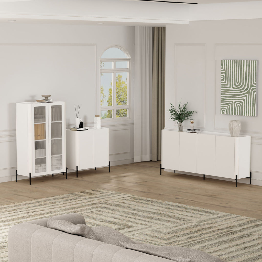 Abbey Accent Cabinet with Soft Close Doors and Rounded Edges - White or Light Brown