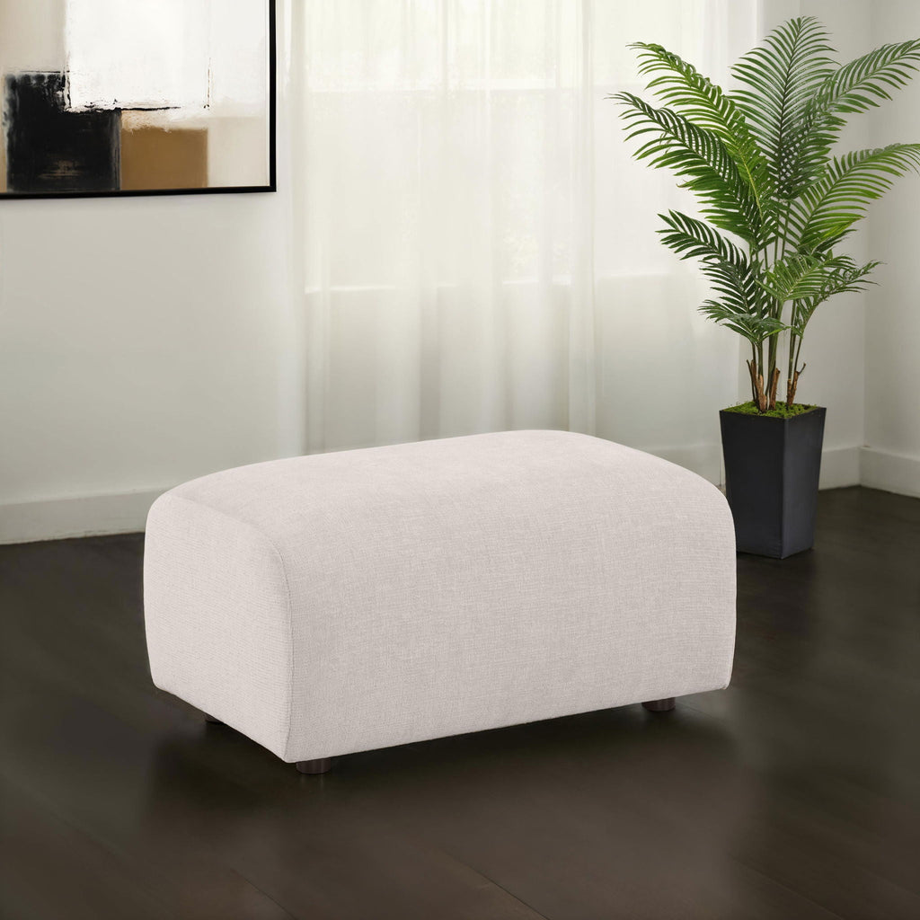Burnett Chenille Upholstered Ottoman Ivory