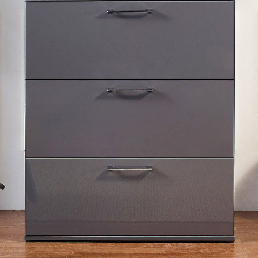 Glossy 4 Drawer Accent Chest with Deep Storage - Dark Gray or White