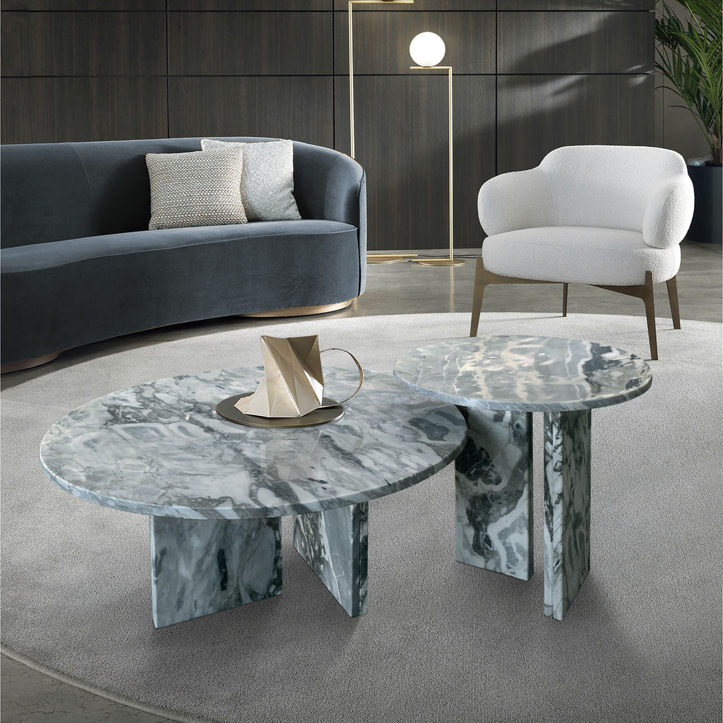 Elegant Coffee Duo Table Set with Natural Marble Tops - Multiple Colors