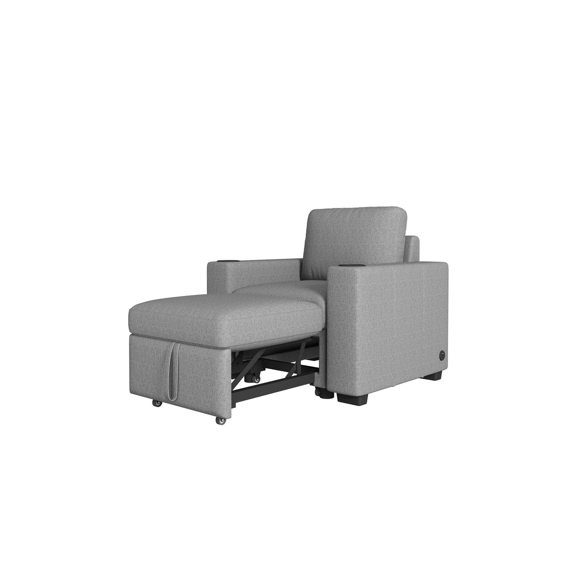 Single Pull Out Sofa Bed with USB Ports and Cup Holders - Dark Gray or Beige