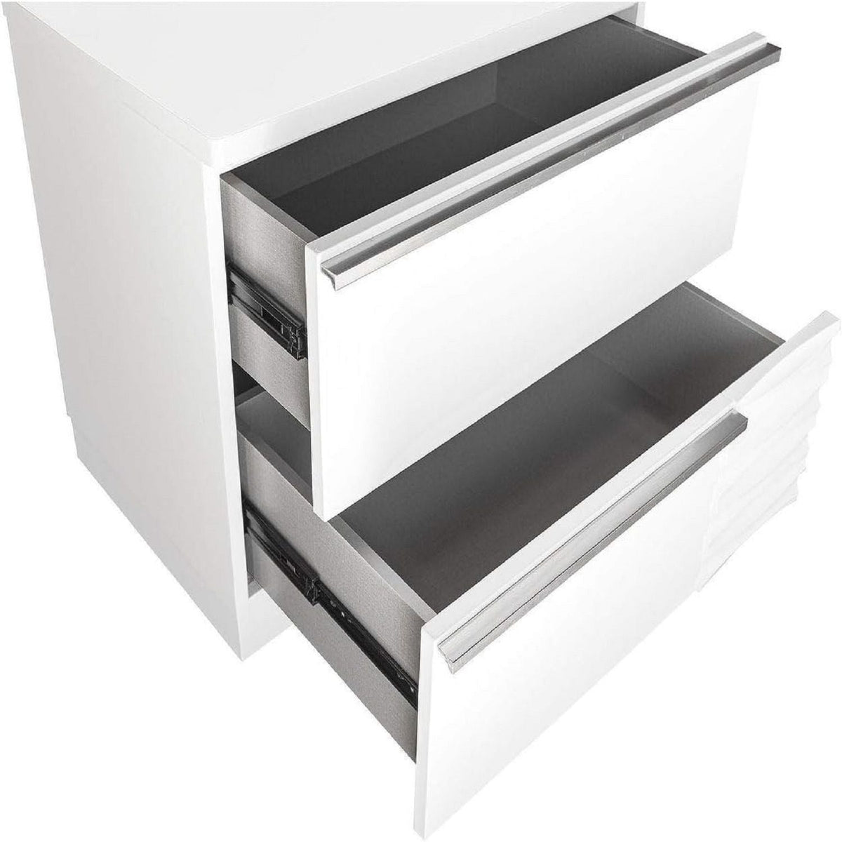 White 2 Drawer Nightstand with Lacquer Finish