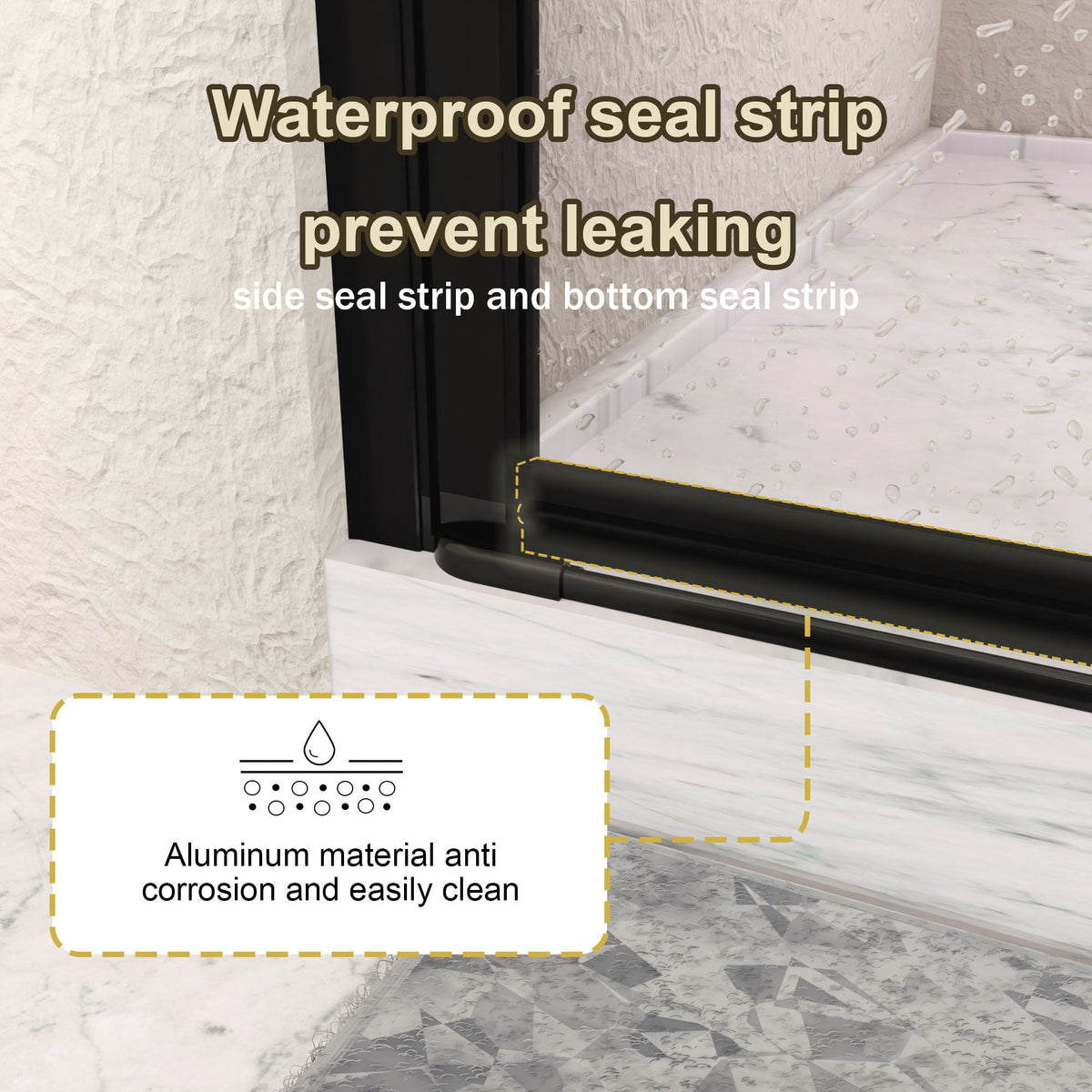 Semi Frameless Bifold Pivot Shower Door with Reversible Installation - Black