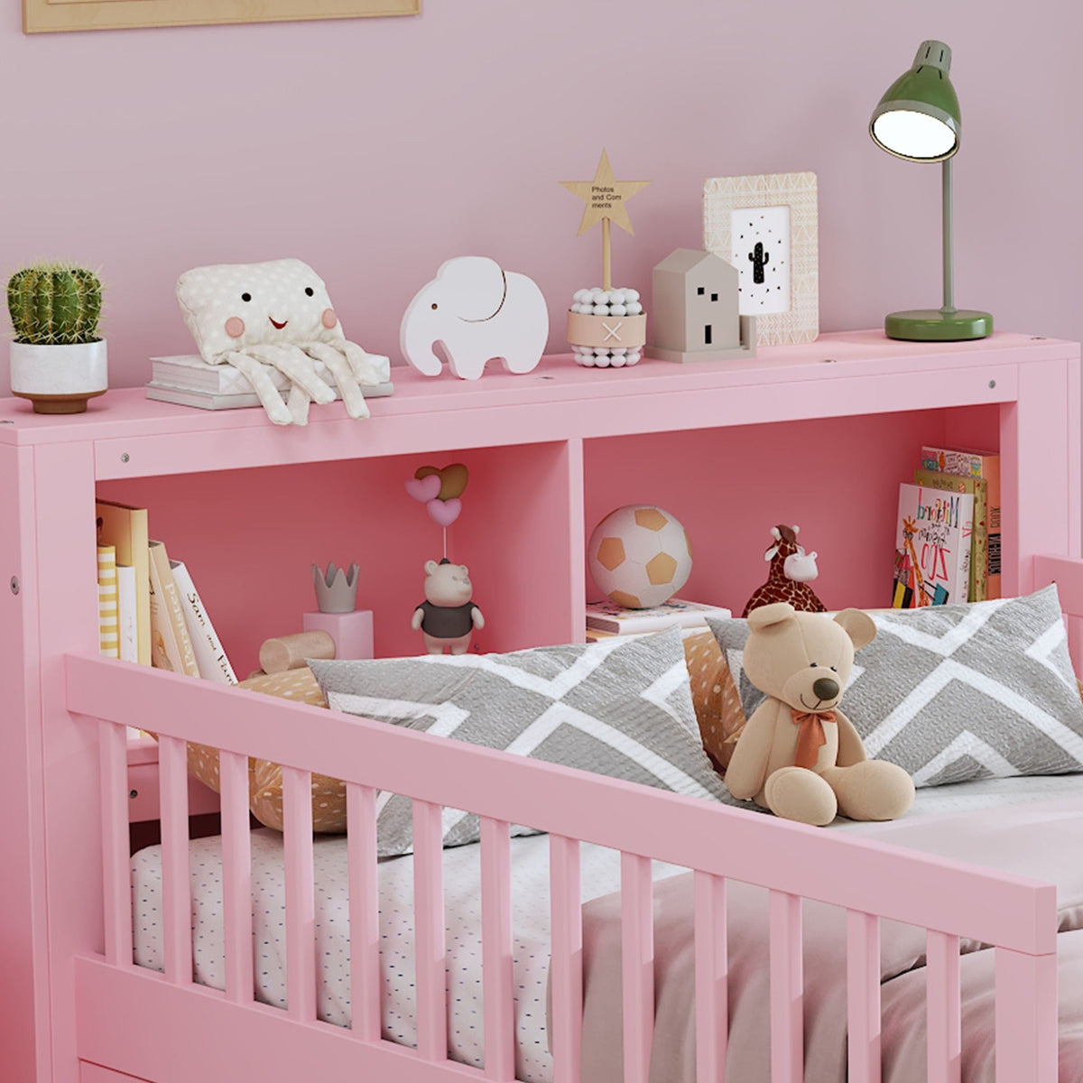 Twin Storage Bed with Headboard Rack & Under-Bed Drawers - Multiple Colors