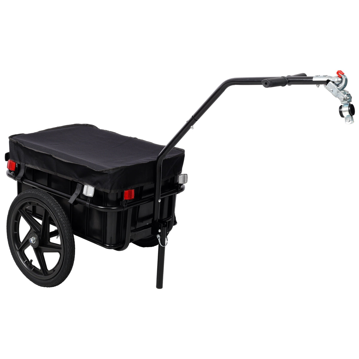 Bike Cargo Trailer with Support Bar and Waterproof Cover - Black