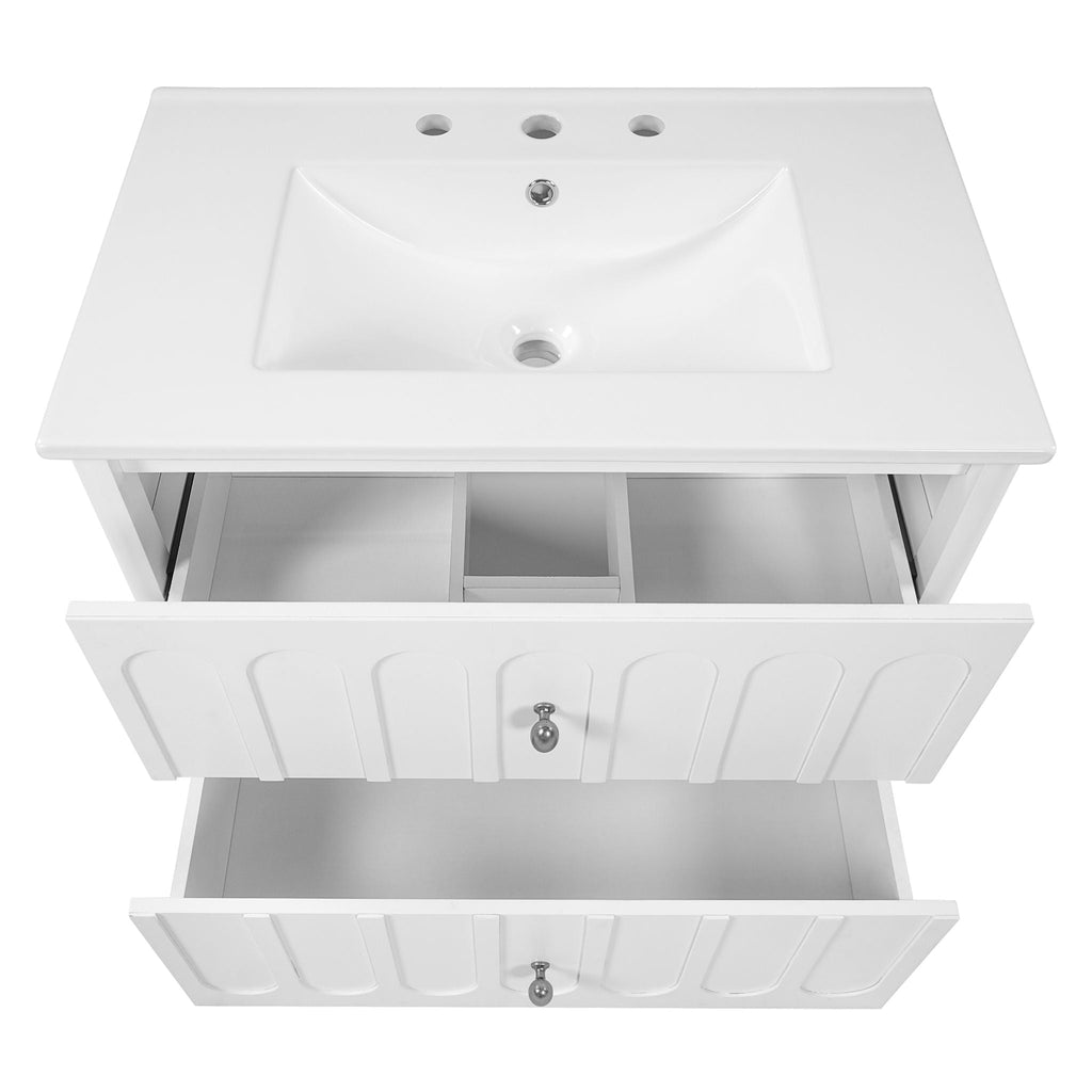Floating Bathroom Vanity with Soft Close Drawer Slides – White or Black