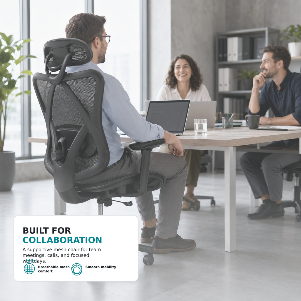Ergonomic Office Chair with Adjustable Lumbar Support - Mesh High Back