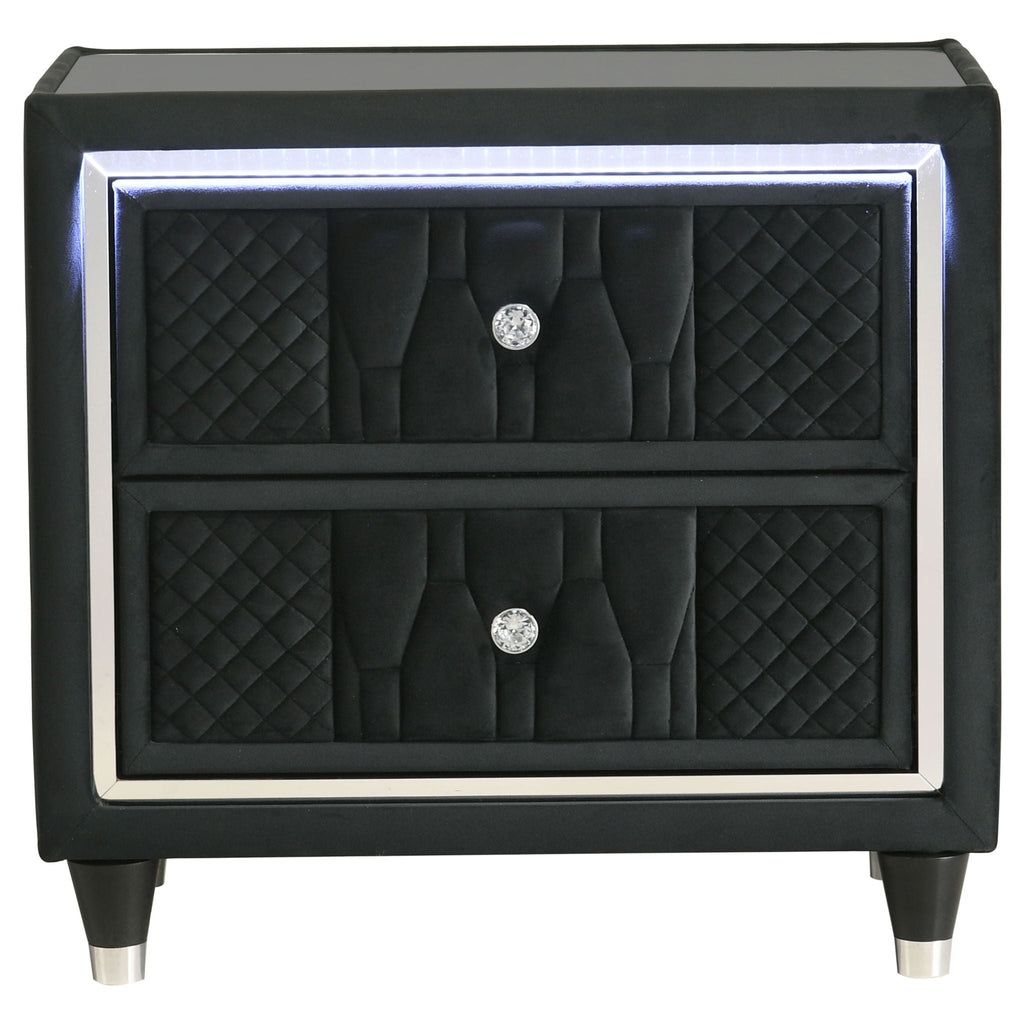 Lorient 2-drawer LED Nightstand with USB Black