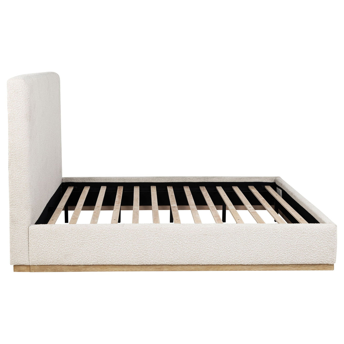 Eastern King Platform Bed with Elevated Headboard - Cream