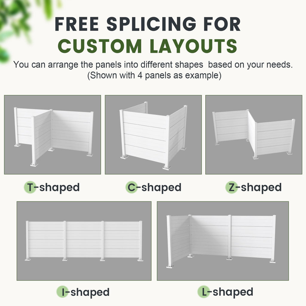 Outdoor Privacy Screen with Aluminum Posts - All-Weather Vinyl, White