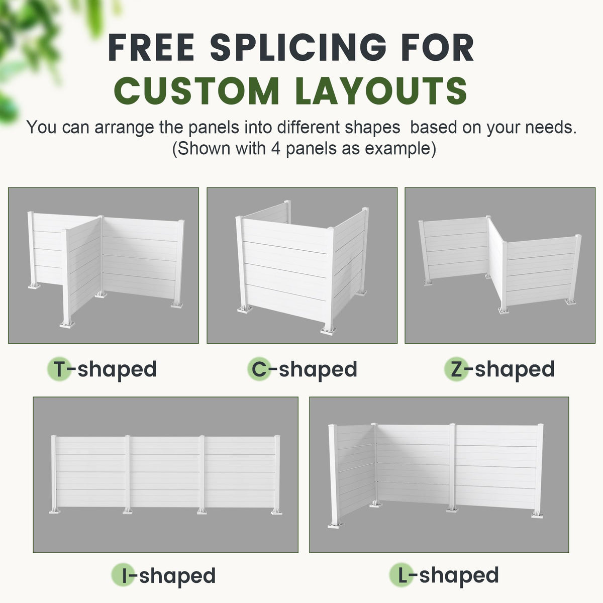 Outdoor Privacy Screen with Aluminum Posts - All-Weather Vinyl, White
