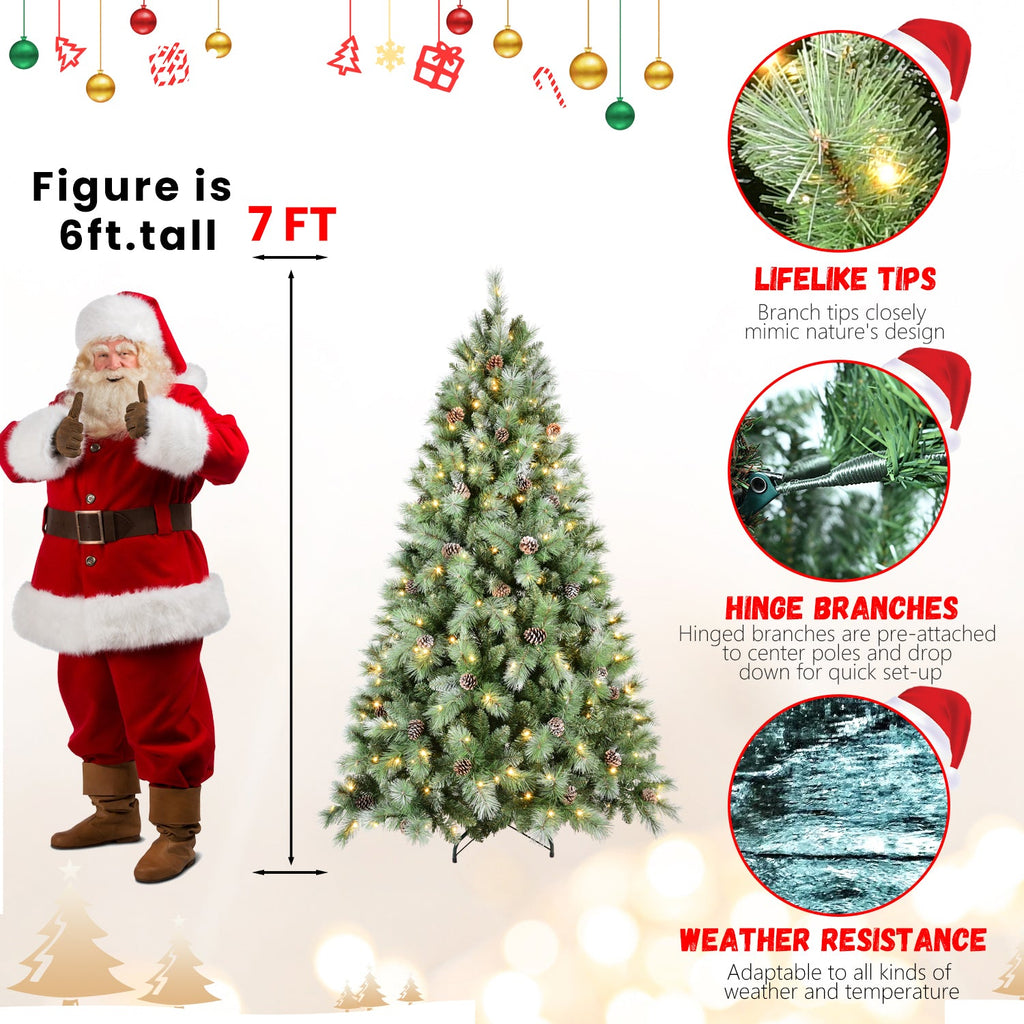 6FT Christmas Tree with 300 Warm Lights - PVC - Green