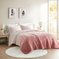 Ombre Shaggy Long Fur Twin/Twin XL Comforter Mini Set with Hypoallergenic Filling - Blush or Grey