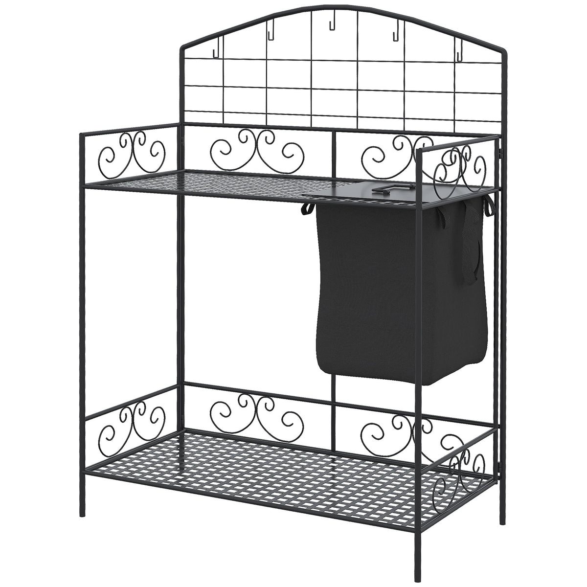 Folding Potting Bench Table with Storage - Metal