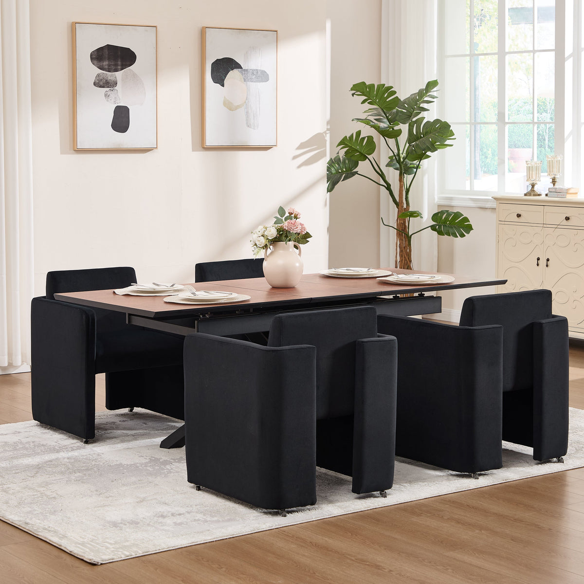 Modern Barrel Dining Chair with Velvet Upholstery - Gray