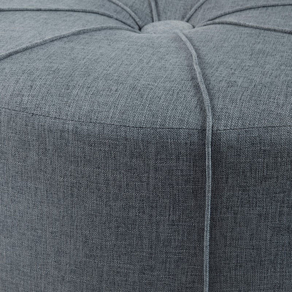 Large Cocktail Ottoman with Button Tufted Center - Blue or Beige