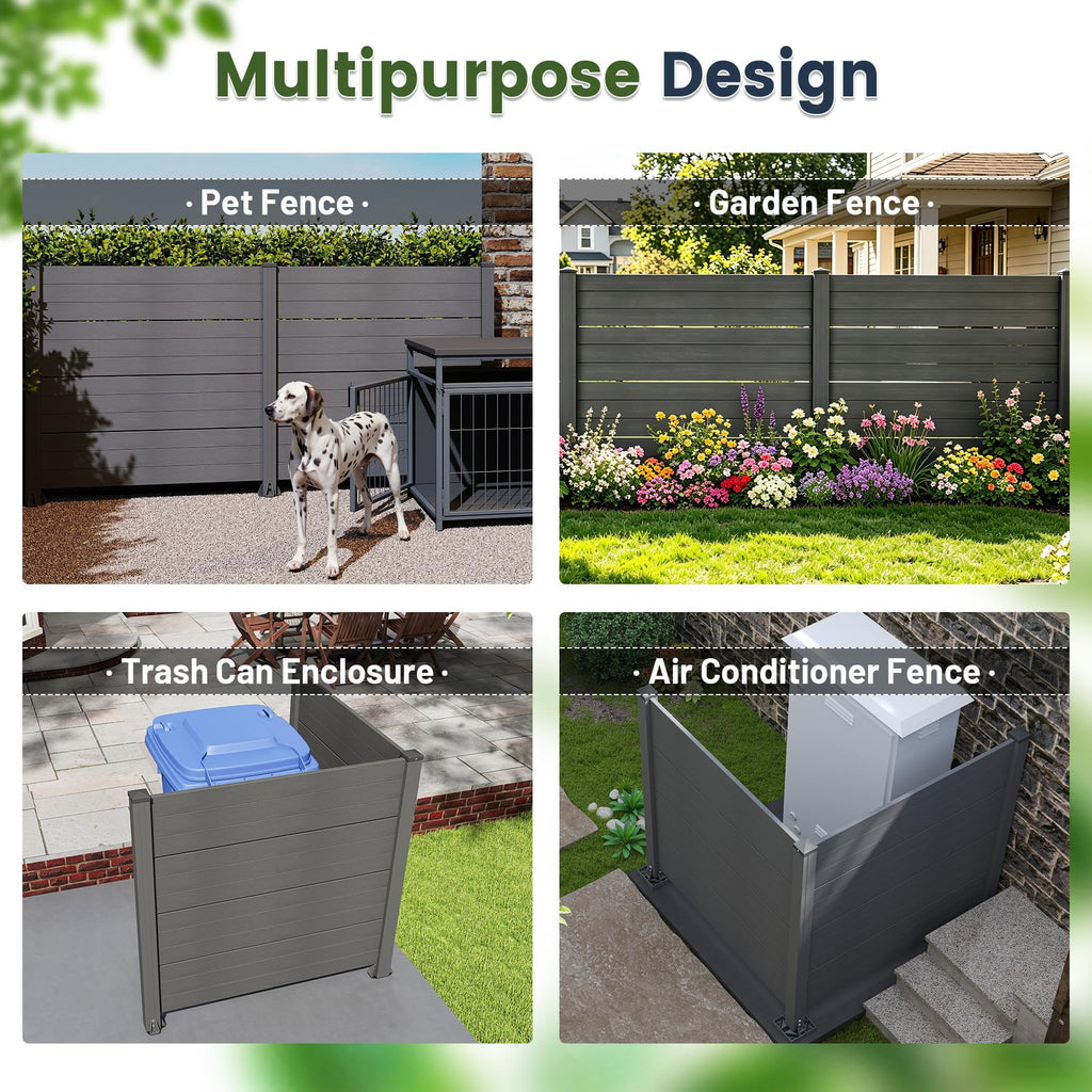 Outdoor Privacy Screen with Aluminum Posts - Dark Grey