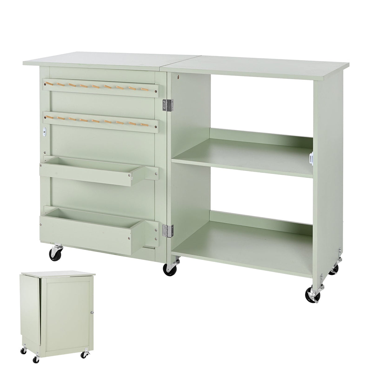 Folding Sewing Table with Compact Storage - Particle Board