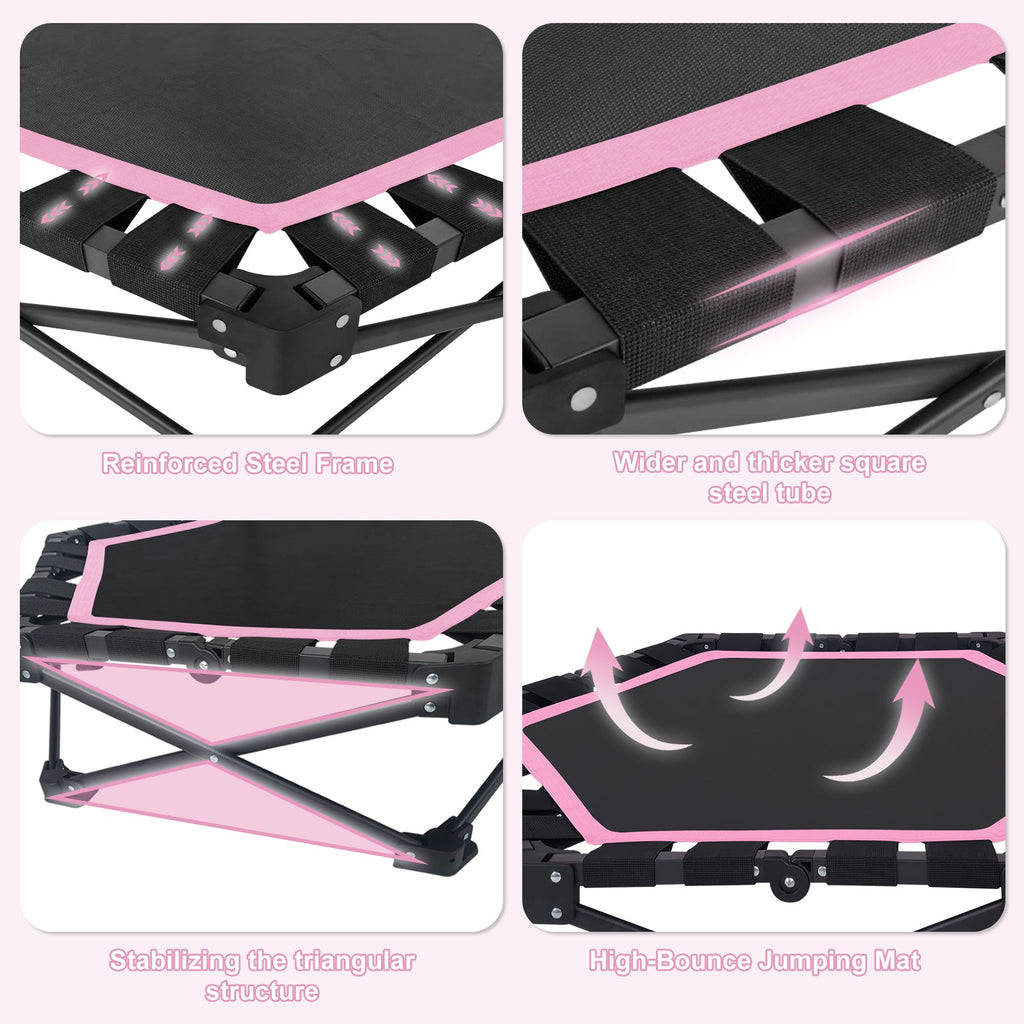 42" Foldable Mini Trampoline with Adjustable T-Bar - Steel and Nylon