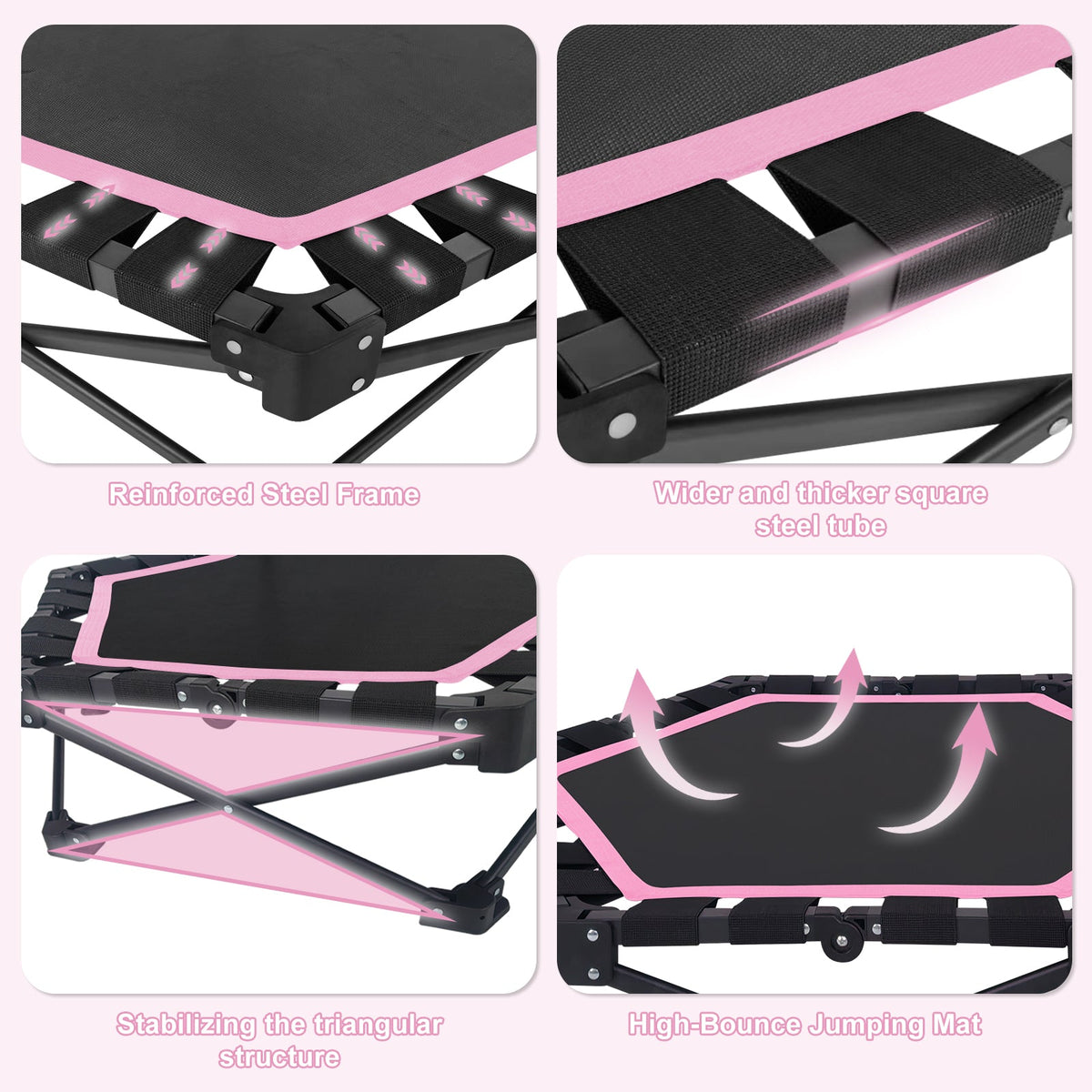 42" Foldable Mini Trampoline with Adjustable T-Bar - Steel and Nylon