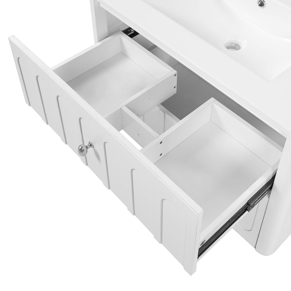 Floating Bathroom Vanity with Soft Close Drawer Slides – White or Black