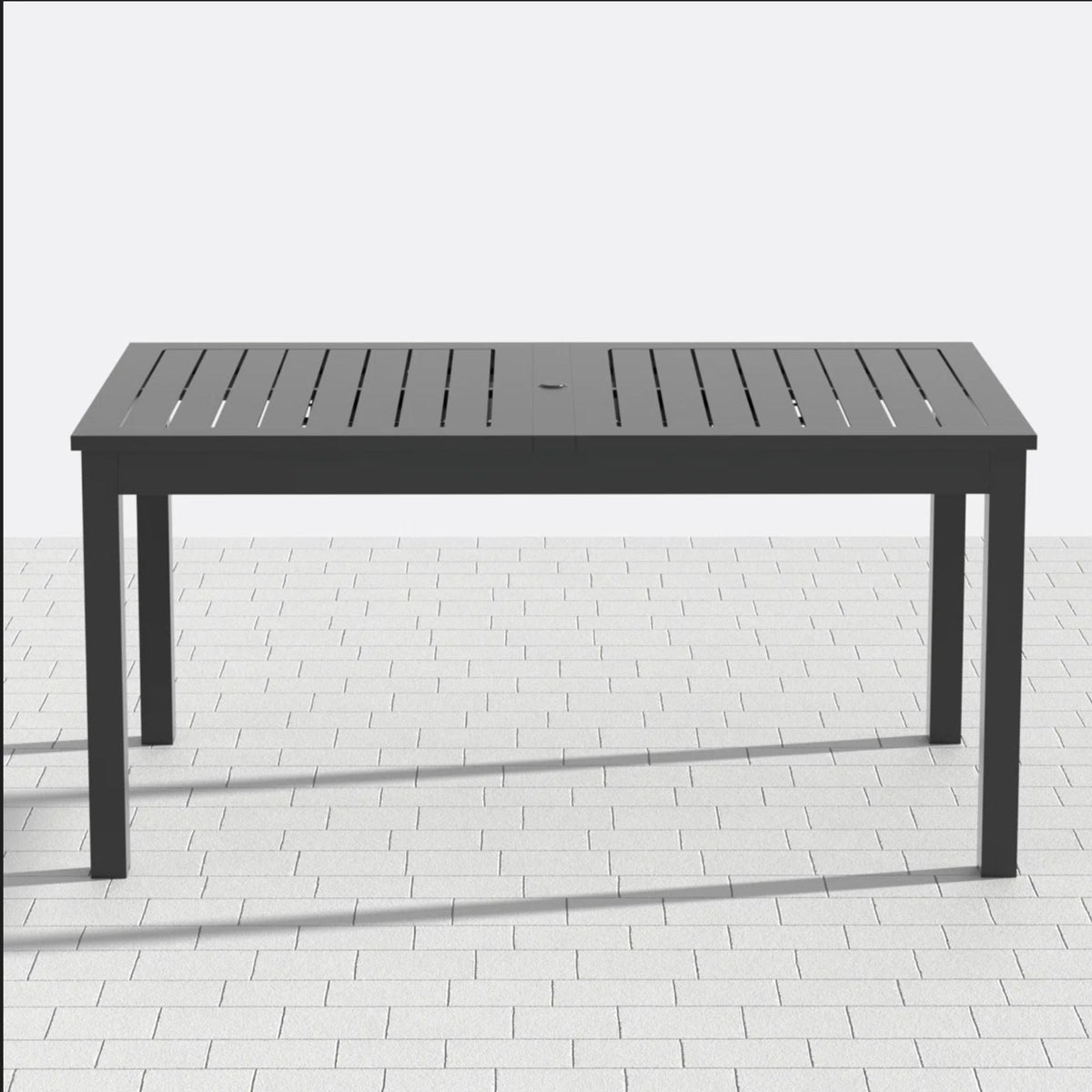 Extendable Outdoor Dining Table with Slatted Top - Gray