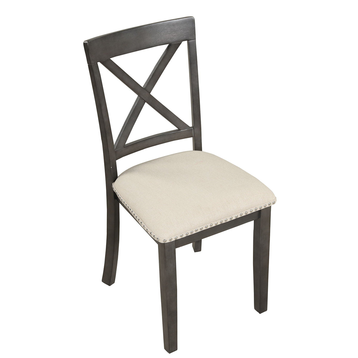 Solid Wood 5 Piece Dining Room Set with Table and 4 Chairs - White or Dark Gray