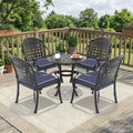 Cast Aluminum Patio Furniture Set with Cushions - Black, 5-Piece