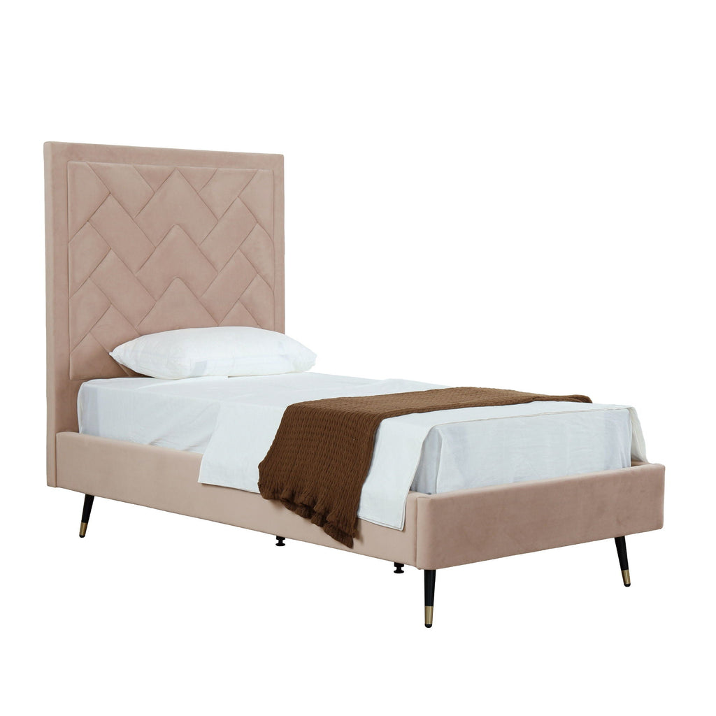 Upholstered Bed with Headboard and Slats - Multiple Colors