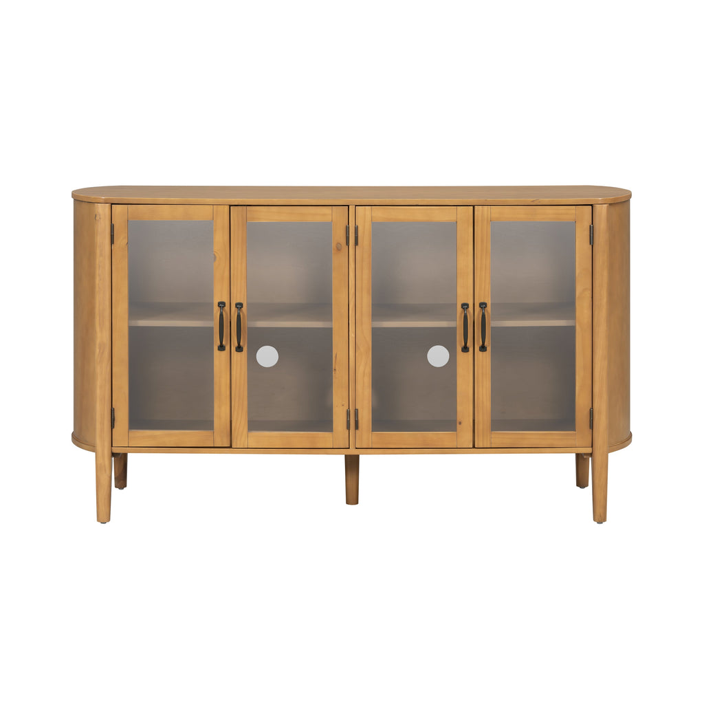 Stylish Large Storage Cabinet with 4 Doors – Solid Wood and Glass